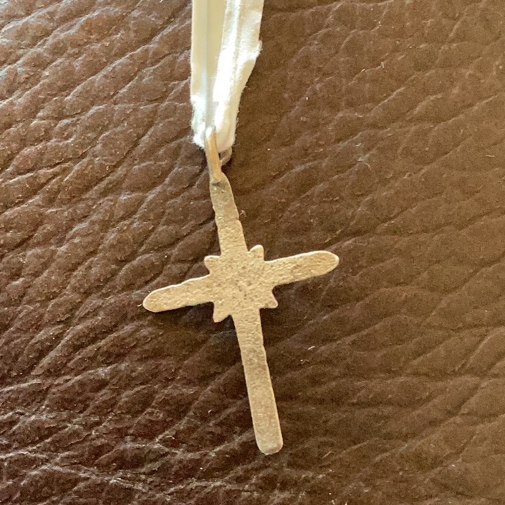 SOLD Pendant Cross Native American sand cast Sterling Silver Natural Turquoise - Picture 3 of 4